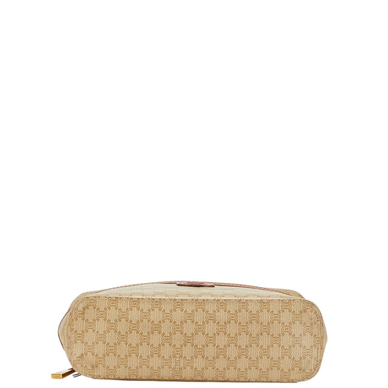 セリーヌ マカダム バニティバッグ ベージュ ブラウン PVC レザー レディース CELINE 【中古】