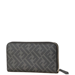 フェンディ ズッカ ラウンドファスナー 長財布 7M0210 ブラック PVC レザー レディース FENDI 【中古】