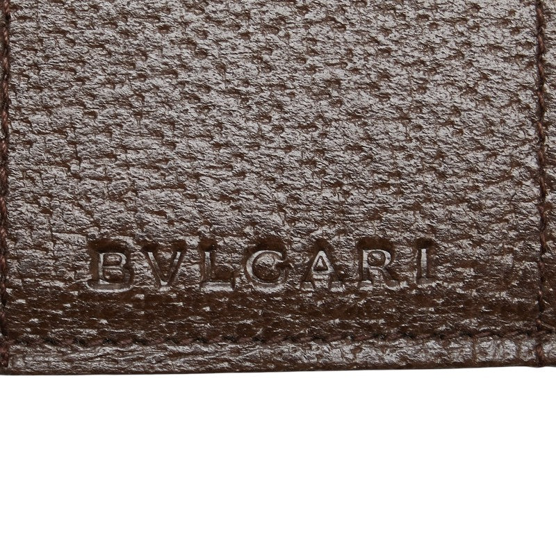 ブルガリ ロゴマニア 6連 キーケース ベージュ ホワイト キャンバス レザー レディース BVLGARI 【中古】