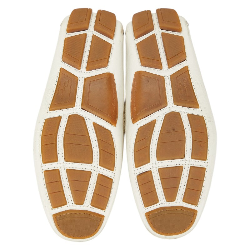 サルヴァトーレフェラガモ ホースビット ローファー ドライビングシューズ サイズ：8 1/2 ホワイト レザー メンズ Salvatore Ferragamo 【中古】