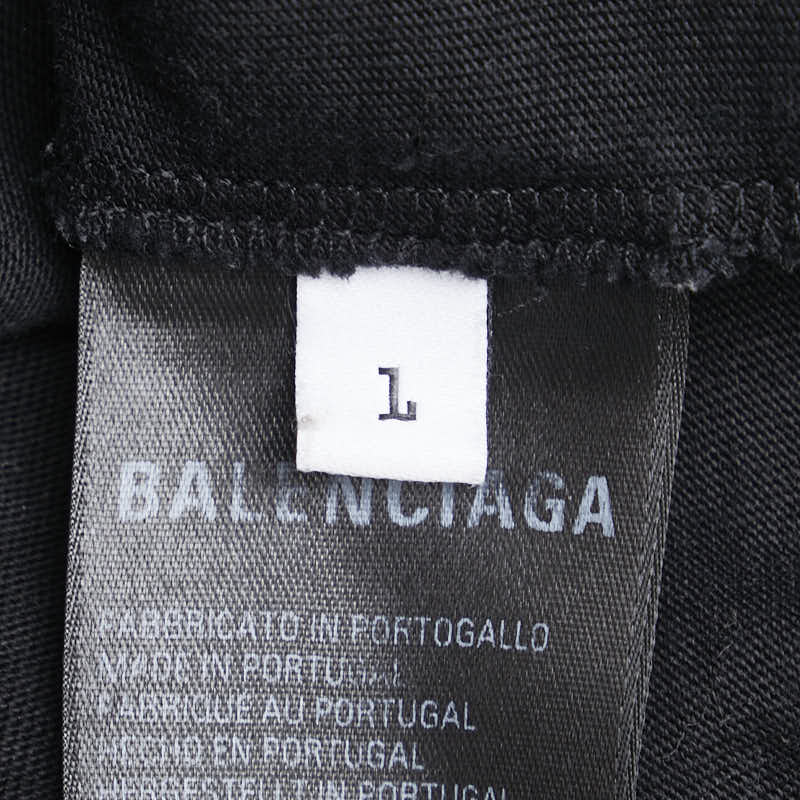 バレンシアガ 23SS ヘビーメタルロゴ ダメージ加工 ロングスリーブ 長袖Ｔシャツ サイズ:1 ブラック コットン メンズ BALENCIAGA 【中古】