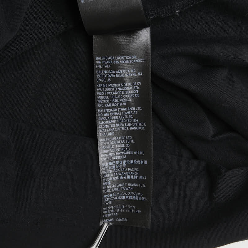 バレンシアガ 23SS ヘビーメタルロゴ ダメージ加工 ロングスリーブ 長袖Ｔシャツ サイズ:1 ブラック コットン メンズ BALENCIAGA 【中古】