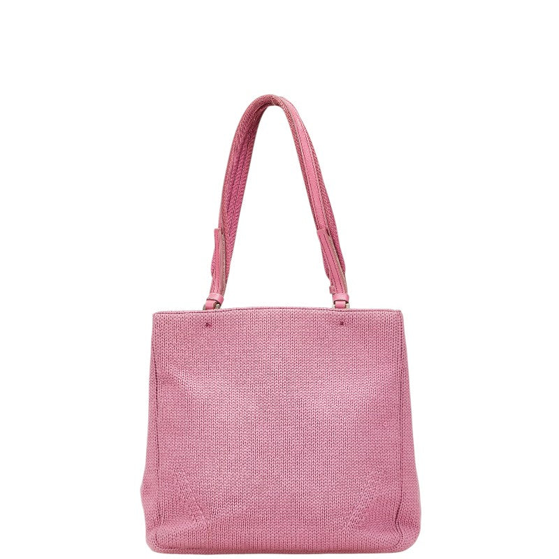 プラダ 三角ロゴプレート トートバッグ ハンドバッグ B9446 ピンク ウール レザー レディース PRADA 【中古】