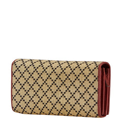 グッチ ディアマンテ インターロッキング 長財布 204836 ベージュ レッド キャンバス レザー レディース GUCCI 【中古】