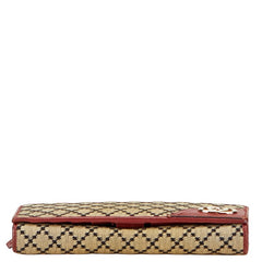 グッチ ディアマンテ インターロッキング 長財布 204836 ベージュ レッド キャンバス レザー レディース GUCCI 【中古】