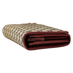 グッチ ディアマンテ インターロッキング 長財布 204836 ベージュ レッド キャンバス レザー レディース GUCCI 【中古】