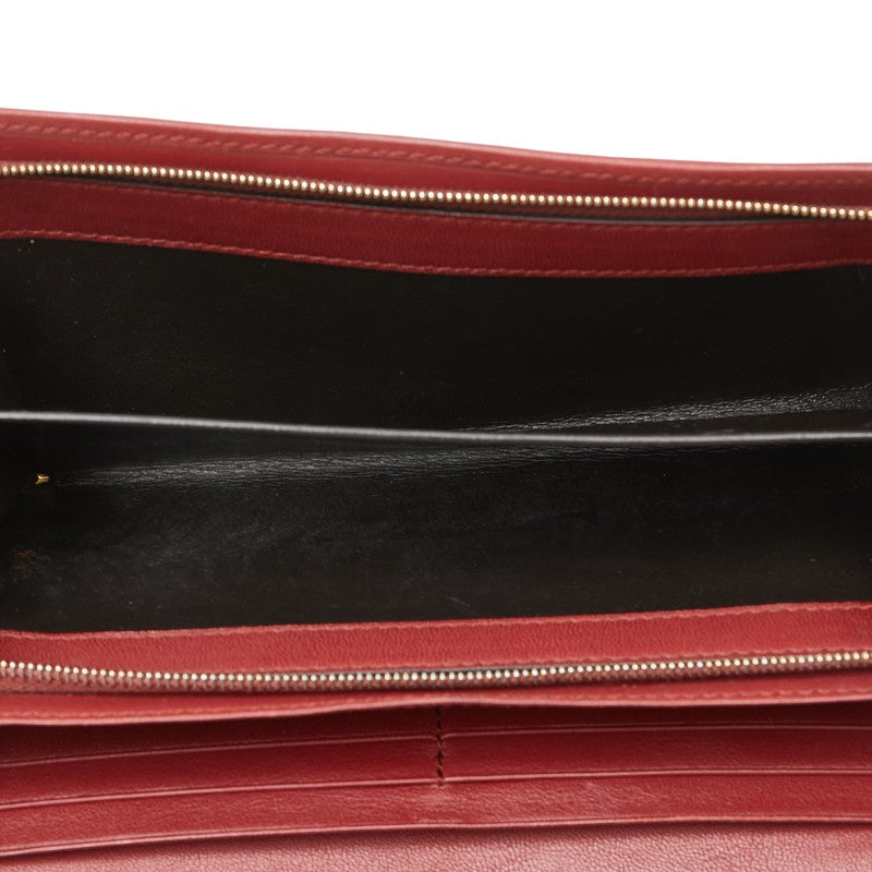 グッチ ディアマンテ インターロッキング 長財布 204836 ベージュ レッド キャンバス レザー レディース GUCCI 【中古】