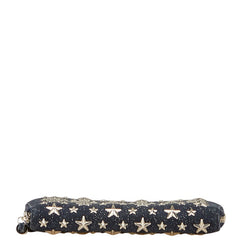ジミーチュウ スター スタッズ 長財布 ネイビー キャンバス レザー レディース JIMMY CHOO 【中古】