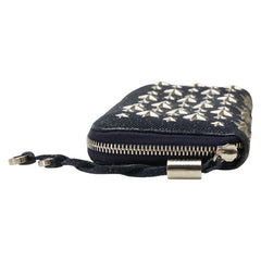 ジミーチュウ スター スタッズ 長財布 ネイビー キャンバス レザー レディース JIMMY CHOO 【中古】