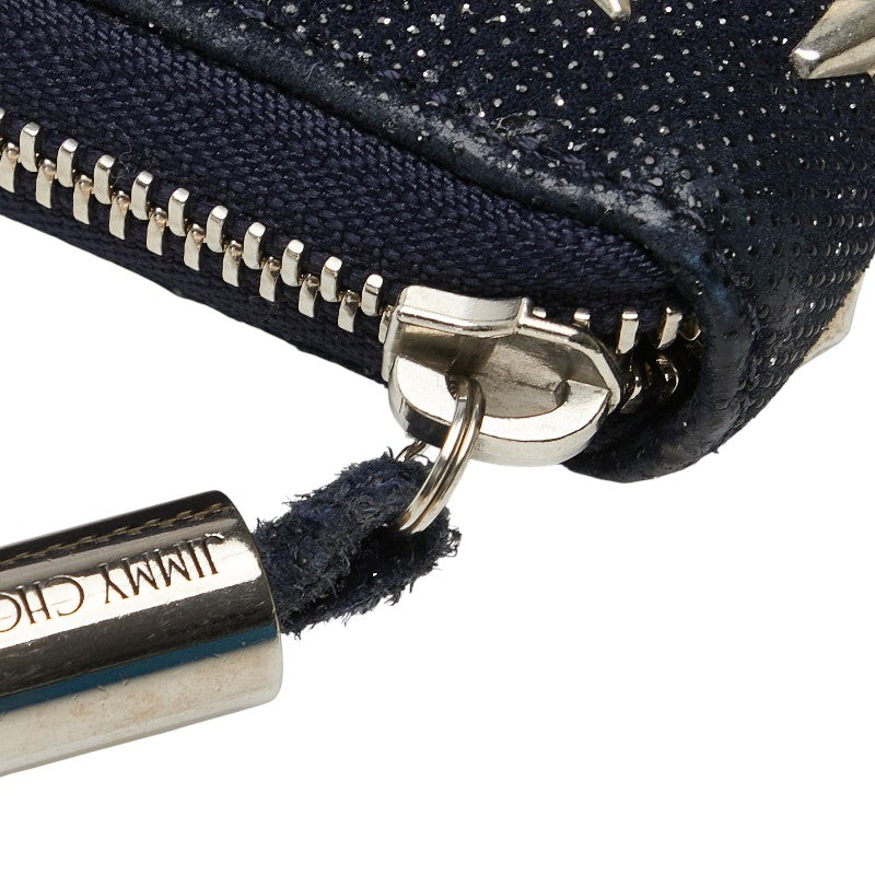 ジミーチュウ スター スタッズ 長財布 ネイビー キャンバス レザー レディース JIMMY CHOO 【中古】