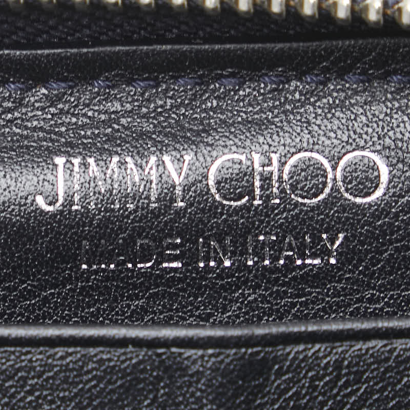 ジミーチュウ スター スタッズ 長財布 ネイビー キャンバス レザー レディース JIMMY CHOO 【中古】