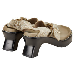 ロエベ イーズヒール サンダル サイズ：37 グレー系 レザー レディース LOEWE 【中古】