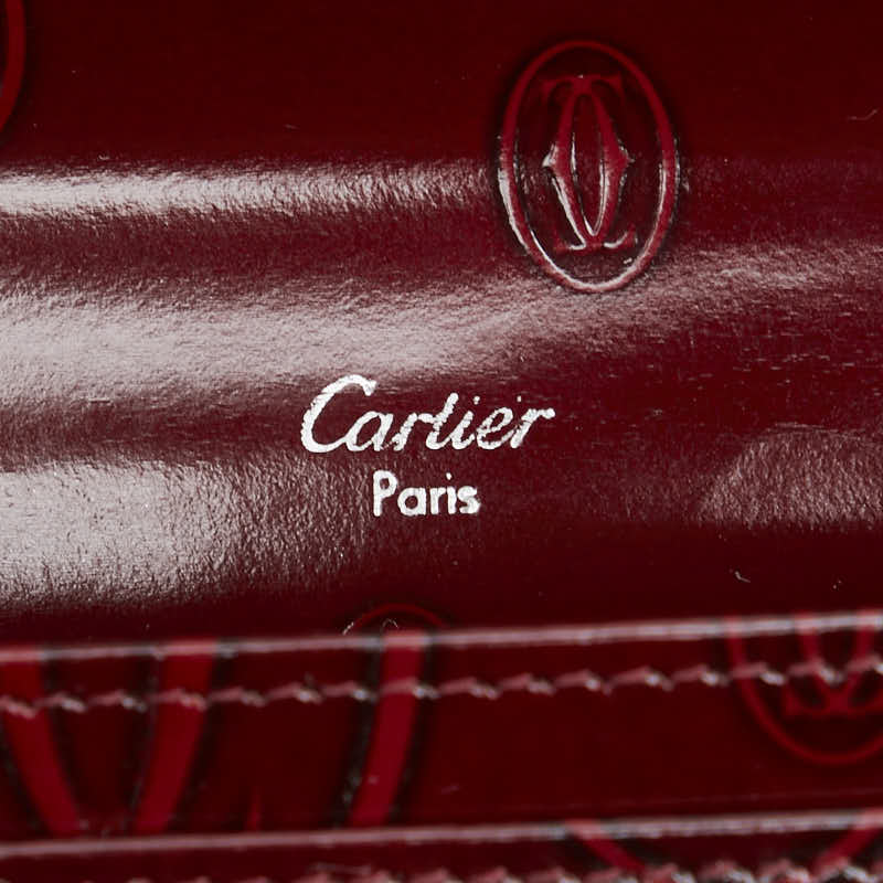 カルティエ ハッピーバースデー 長財布 ワインレッド ボルドー パテントレザー レディース CARTIER 【中古】