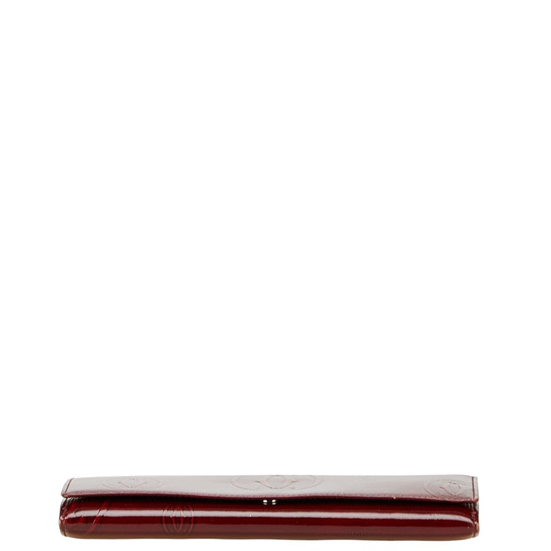 カルティエ ハッピーバースデー 長財布 ワインレッド ボルドー パテントレザー レディース CARTIER 【中古】