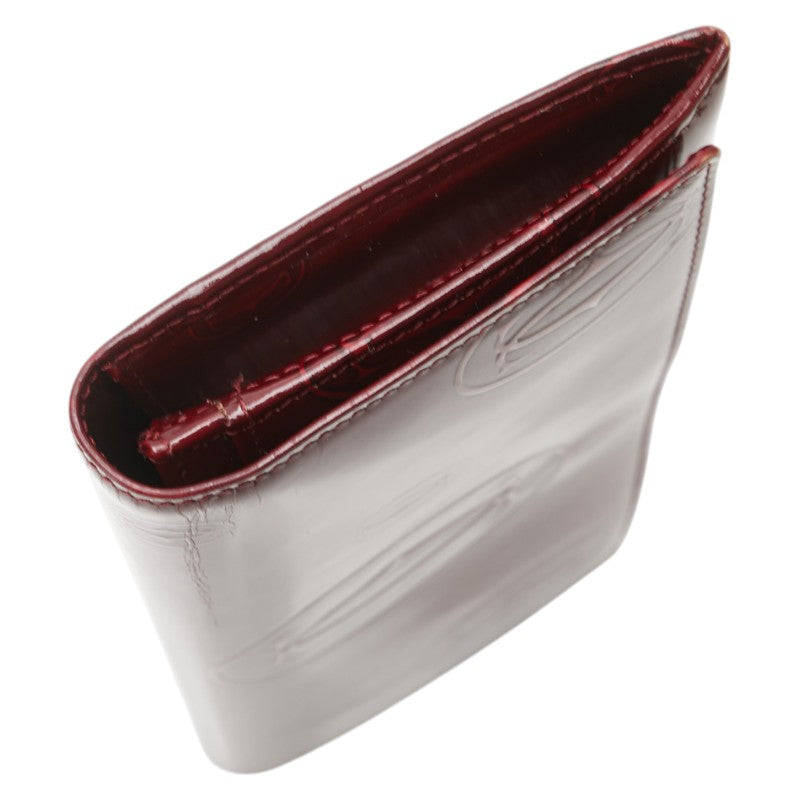 カルティエ ハッピーバースデー 長財布 ワインレッド ボルドー パテントレザー レディース CARTIER 【中古】