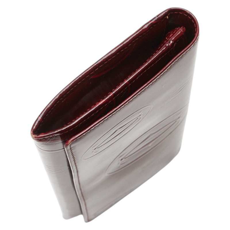 カルティエ ハッピーバースデー 長財布 ワインレッド ボルドー パテントレザー レディース CARTIER 【中古】
