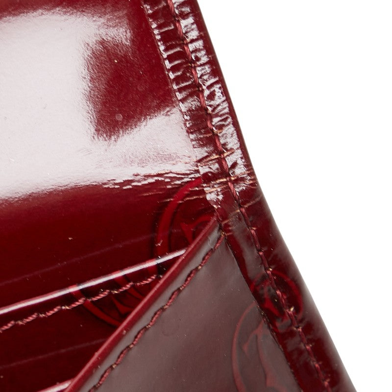 カルティエ ハッピーバースデー 長財布 ワインレッド ボルドー パテントレザー レディース CARTIER 【中古】