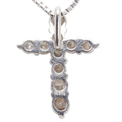 Pt900 プラチナ Pt850 プラチナ ダイヤ1.00ct クロス 十字架 モチーフ ペンダントネックレス レディース 【中古】