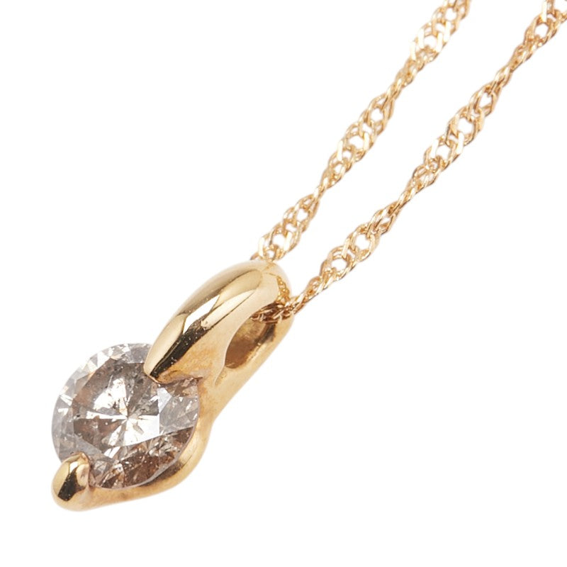 K18YG イエローゴールド ダイヤ0.3ct ネックレス レディース 【中古】