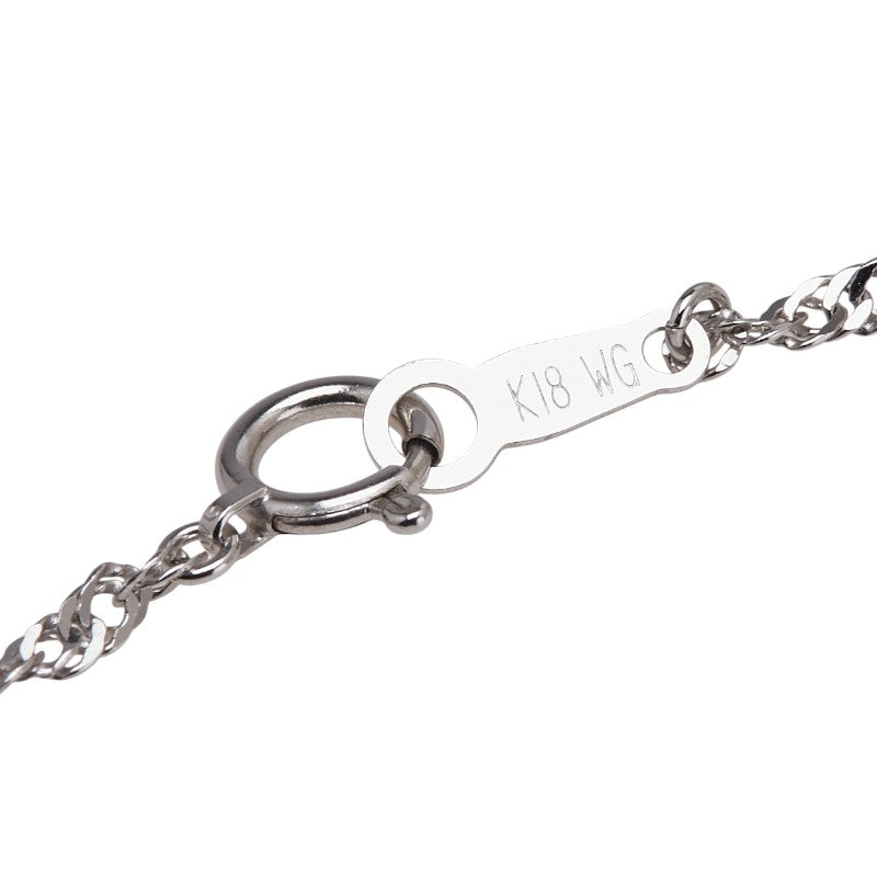 K18WG ホワイトゴールド ダイヤ0.4ct 黒蝶真珠12.4mm パール ネックレス レディース 【中古】