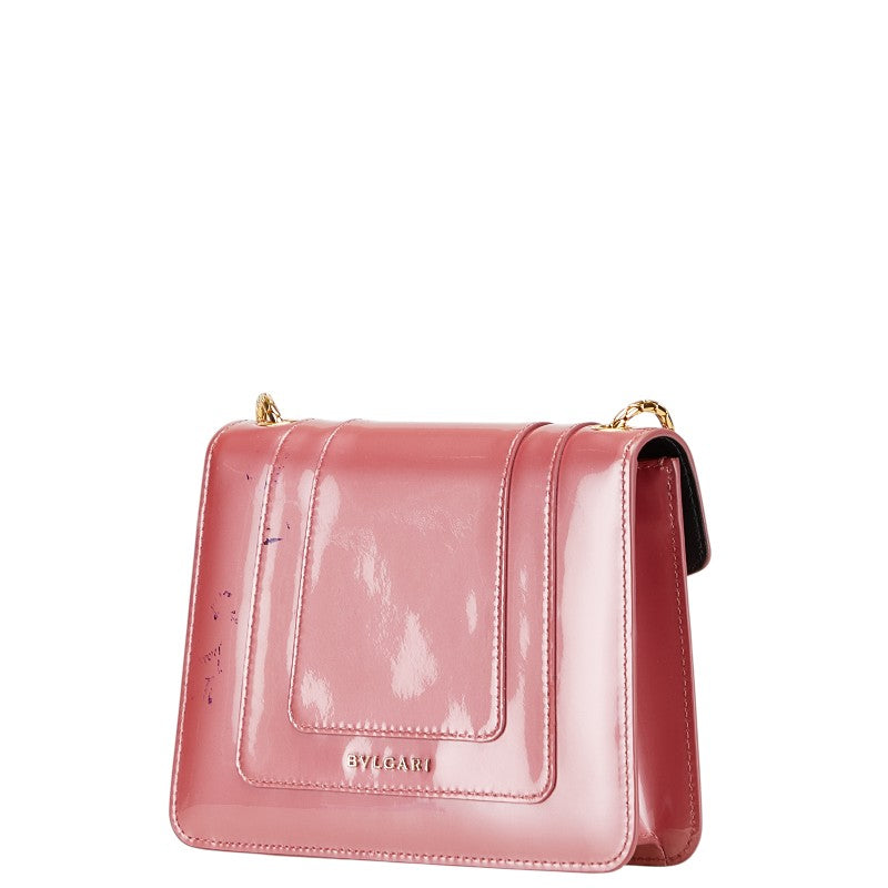 ブルガリ セルペンティ フォーエバー チェーン ショルダーバッグ ピンク ゴールド エナメル レディース BVLGARI 【中古】