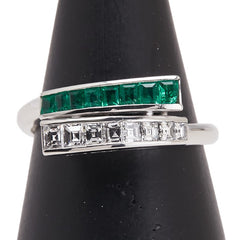 Pt900 プラチナ エメラルド0.33ct ダイヤ0.40ct リング 指輪 レディース 15.5号 【中古】