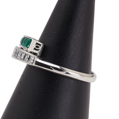 Pt900 プラチナ エメラルド0.33ct ダイヤ0.40ct リング 指輪 レディース 15.5号 【中古】