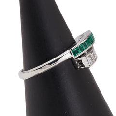 Pt900 プラチナ エメラルド0.33ct ダイヤ0.40ct リング 指輪 レディース 15.5号 【中古】