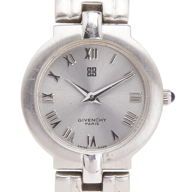 ジバンシー ラウンド 腕時計 クオーツ シルバー文字盤 ステンレススチール レディース Givenchy 【中古】