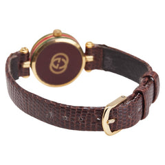 グッチ シェリーライン ベルト(社外品) 腕時計 2040L クオーツ ベージュ文字盤 メッキ レザー レディース GUCCI 【中古】