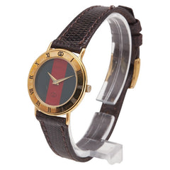 グッチ シェリーライン 腕時計 06 3000 823 クオーツ マルチカラー文字盤 メッキ レザー レディース GUCCI 【中古】