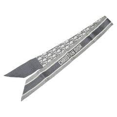 ディオール トロッター オブリーク ミッツァ スカーフ グレー ホワイト シルク レディース Dior 【中古】