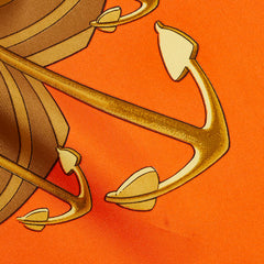 エルメス カレ90 PROUES プロテウス スカーフ オレンジ ゴールド シルク レディース HERMES 【中古】