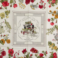 エルメス カレ90 Quai aux Fleurs 花咲く海岸通り スカーフ ホワイト マルチカラー シルク レディース HERMES 【中古】