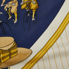 エルメス カレ90 LES BECANES 自転車 スカーフ ホワイト ネイビー マルチカラー シルク レディース HERMES 【中古】