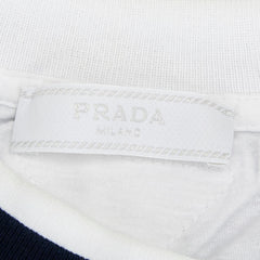 プラダ 25SS 三角ロゴ レイヤード 半袖Tシャツ サイズ:S UJN912 ネイビー ホワイト コットン メンズ PRADA 【中古】