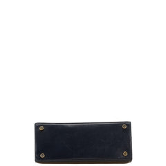 サルヴァトーレフェラガモ ヴァラリボン ハンドバッグ ショルダーバッグ 2WAY BA214178 ブラック ネイビー レザー レディース Salvatore Ferragamo 【中古】