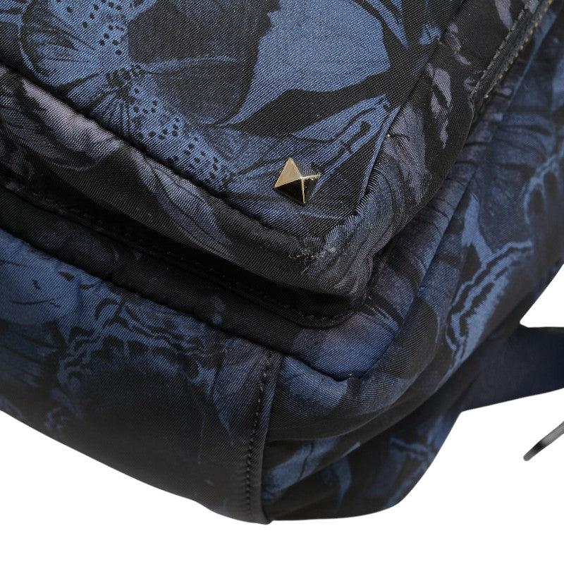 ヴァレンティノ スタッズ リュック バッグパック ネイビー ブラック ナイロン レディース VALENTINO 【中古】