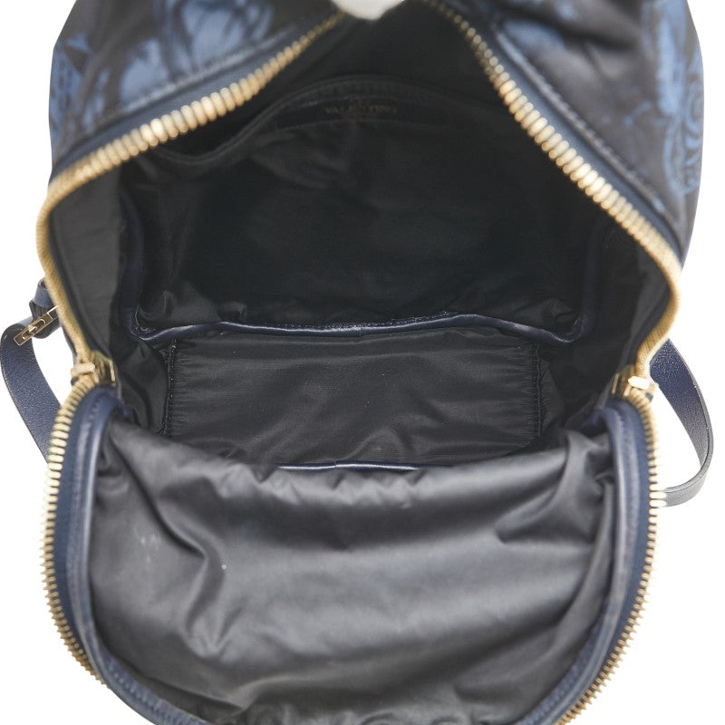ヴァレンティノ スタッズ リュック バッグパック ネイビー ブラック ナイロン レディース VALENTINO 【中古】