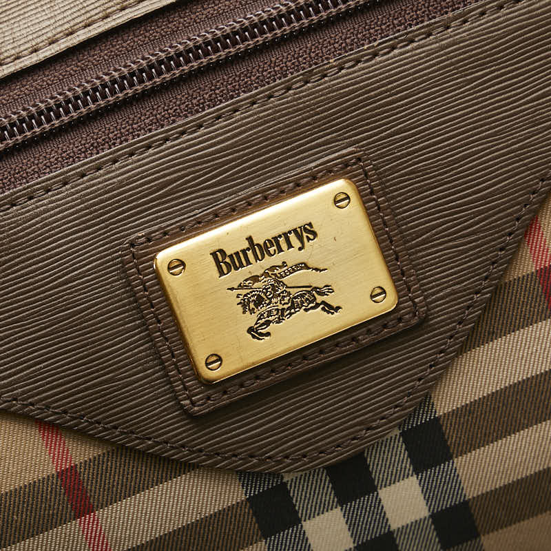 バーバリー ノバチェック シャドーホース ボストンバッグ ベージュ ブラウン マルチカラー キャンバス レザー レディース BURBERRY 【中古】