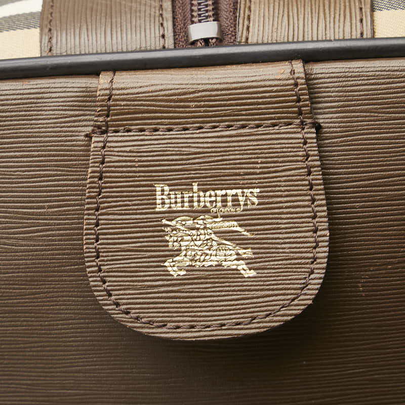 バーバリー ノバチェック シャドーホース ボストンバッグ ベージュ ブラウン マルチカラー キャンバス レザー レディース BURBERRY 【中古】