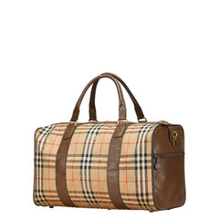 バーバリー ノバチェック シャドーホース ボストンバッグ ベージュ ブラウン マルチカラー キャンバス レザー レディース BURBERRY 【中古】
