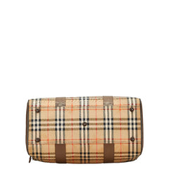バーバリー ノバチェック シャドーホース ボストンバッグ ベージュ ブラウン マルチカラー キャンバス レザー レディース BURBERRY 【中古】