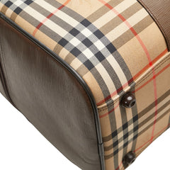 バーバリー ノバチェック シャドーホース ボストンバッグ ベージュ ブラウン マルチカラー キャンバス レザー レディース BURBERRY 【中古】