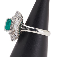 Pt900 プラチナ エメラルド3.01ct ダイヤ1.43ct リング 指輪 レディース 13.5号 【中古】