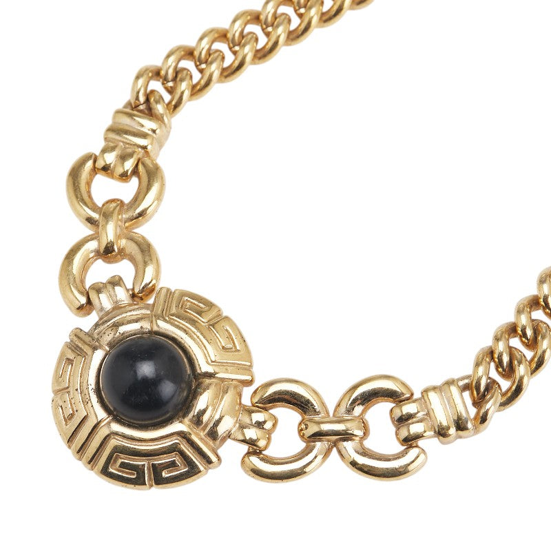 ジバンシー ヴィンテージ ロゴ ネックレス ゴールド ブラック メッキ レディース Givenchy 【中古】
