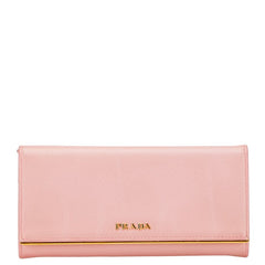 プラダ ロゴ 長財布 1M1132 ピンク サフィアーノレザー レディース PRADA 【中古】
