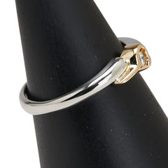 シルバー Pt900 プラチナ K18YG イエローゴールド コンビ ダイヤ0.07ct 1P リング 指輪 レディース 13.5号 【中古】