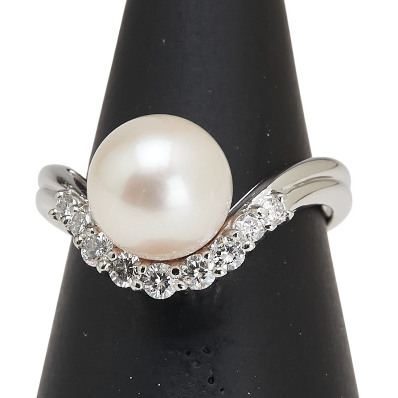 Pt900 プラチナ アコヤパール8.8mm ダイヤ0.28ct リング 指輪 レディース 12号 【中古】