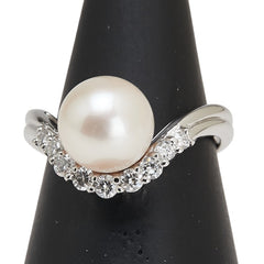 Pt900 プラチナ アコヤパール8.8mm ダイヤ0.28ct リング 指輪 レディース 12号 【中古】